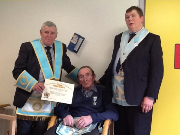 WBro S McMullan presents Certificate to Bro.Smith with WBro. J Elliott